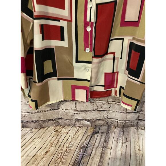 Carolina Bay Shirt Womens 22W Pink Satin Retro Button Up Long Sleeve Plus Size - Picture 6 of 12